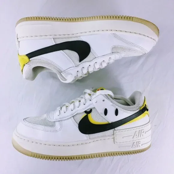 Nike Air Force 1 Shadow Womens Go The Extra Smile Sneaker White Leather Sz 9 - Picture 4 of 9